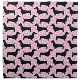 Baby Pink Polka Dachshunds Cloth Napkin