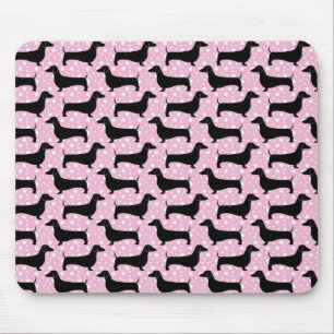 Baby Pink Polka Dachshunds Mouse Pad