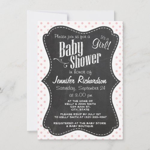 Baby Pink Polka Dots; Chalkboard Announcements