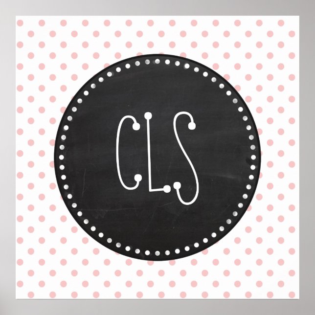Baby Pink Polka Dots; Chalkboard Poster (Front)