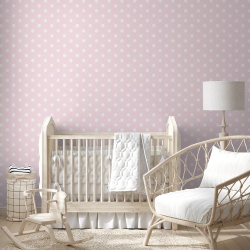 Baby Pink Polka Dots Nursery Kids Room Home Decor Wallpaper