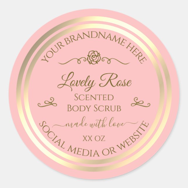 Baby Pink Product Label Gold Frame Vintage Rose (Front)