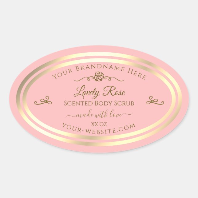 Baby Pink Product Label Gold Frame Vintage Rose (Front)