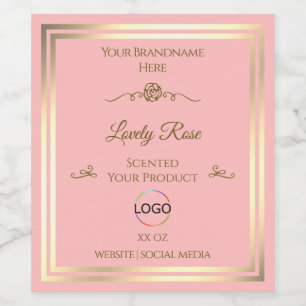 Baby Pink Product Label with Gold Frame and Logo