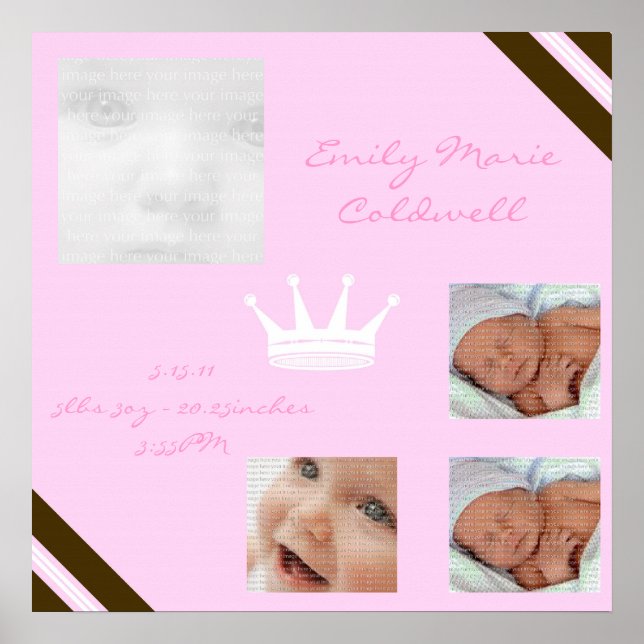 Baby Pink Queen Collage Framed Wall Art (Front)