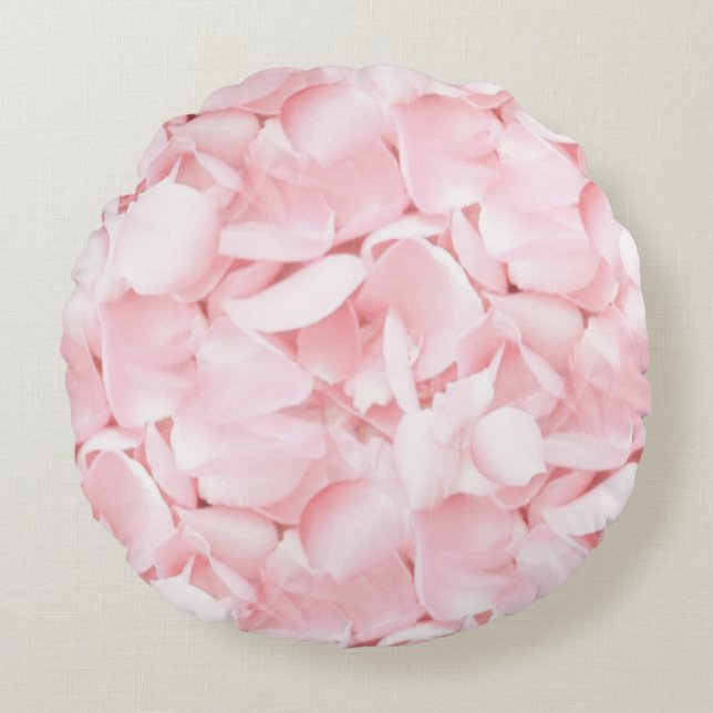 Baby Pink Rose Petals Round Pillow (Front)