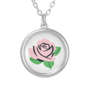 Baby Pink Rose Silver Plated Necklace