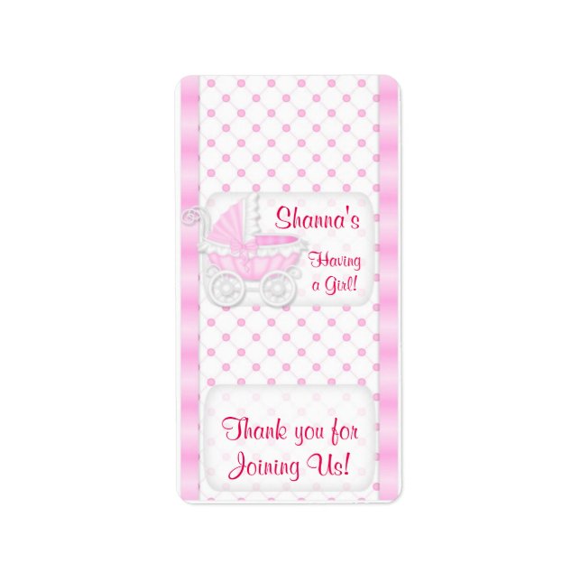 Baby Pink Shower Hersheys Miniature Candy bar wrap Label (Front)