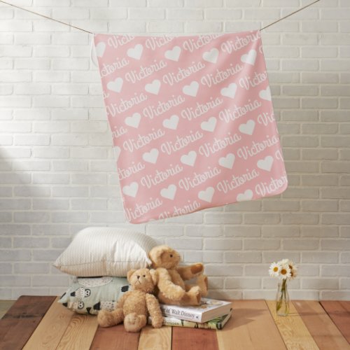 Baby Pink Simple Personalized Name blankets