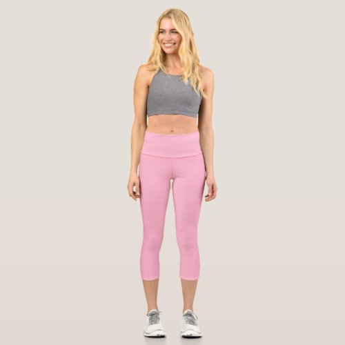 Baby pink solid color capri leggings