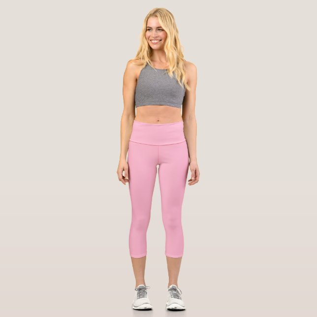 Baby pink solid color capri leggings (Front)