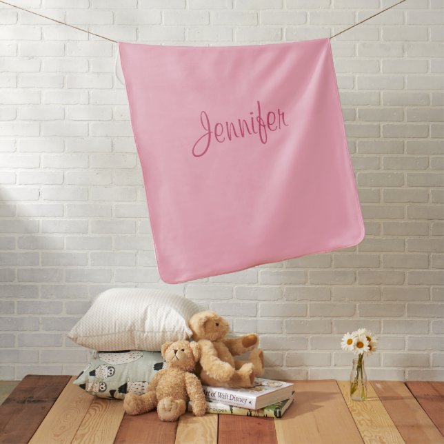 Baby Pink Solid Color Gifts Custom Text Names Blanket (In Situ)