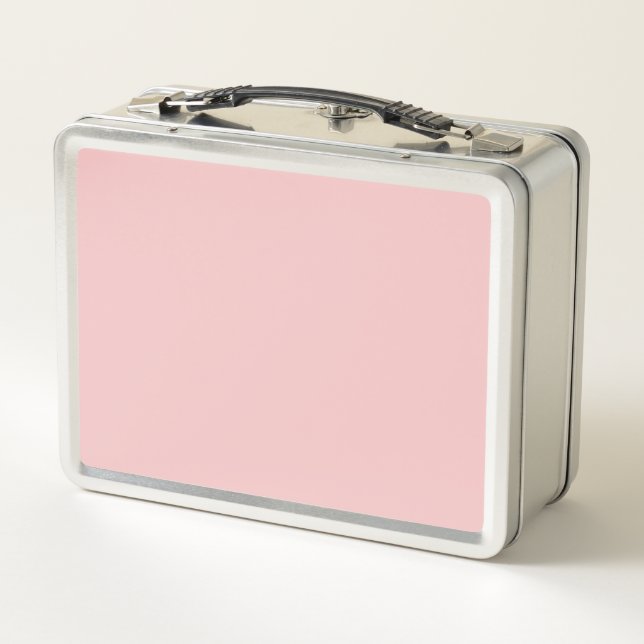 Baby Pink Solid Color Metal Lunch Box (Back)