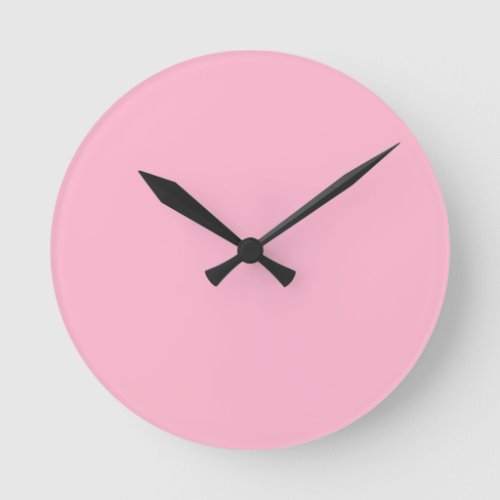 Baby pink  solid color round clock