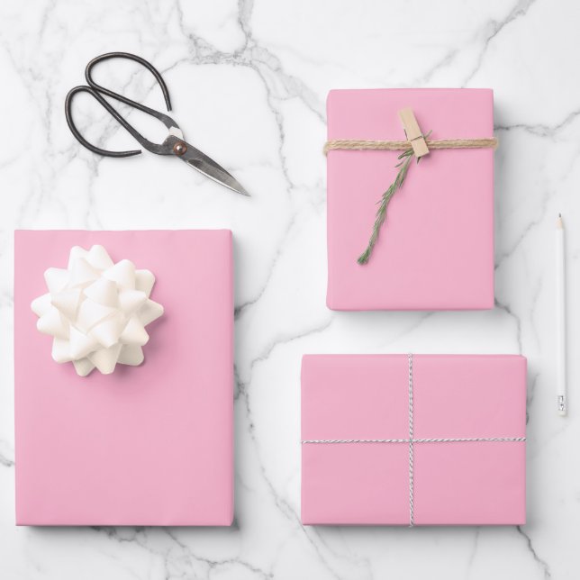 Baby pink solid color wrapping paper sheets (Front)