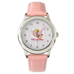 Baby Pink Striped Pattern Watch