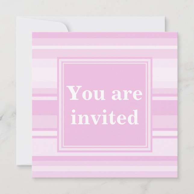 Baby pink stripes invitation (Front)