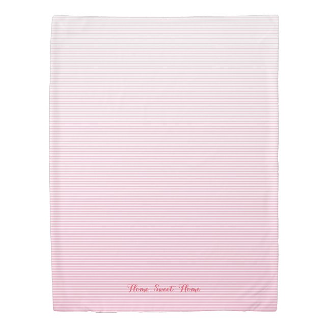Baby Pink Stripes Modern Pattern Chic Monogrammed Duvet Cover (Front)