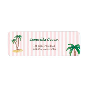 Baby Pink Stripes Palm Beach Party Label