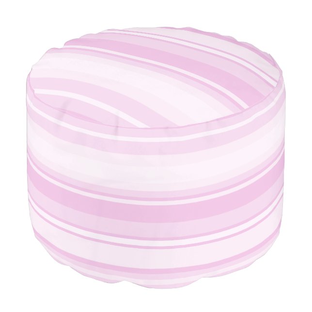 Baby pink stripes pouf (Angled Front)