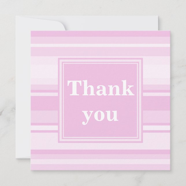 Baby pink stripes thank you card (Front)