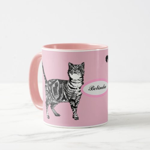 Baby Pink Tabby Cat Cats Art Animal Girls Name Mug