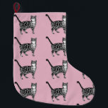 Baby Pink Tabby Cat Cats Christmas Stocking<br><div class="desc">Baby Pink Tabby Cat Cats Christmas Stocking. Shabby Chic Floral Polka Dot Christmas Stocking. From my own art design.</div>