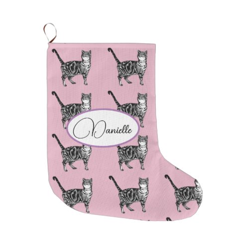 Baby Pink Tabby Cat Cats Christmas Stocking