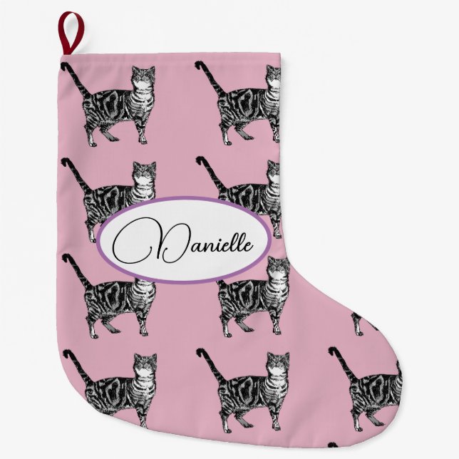 Baby Pink Tabby Cat Cats Christmas Stocking (Front)