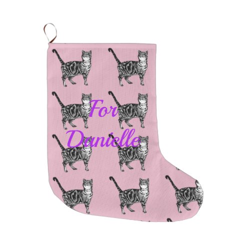 Baby Pink Tabby Cat Cats Christmas Stocking