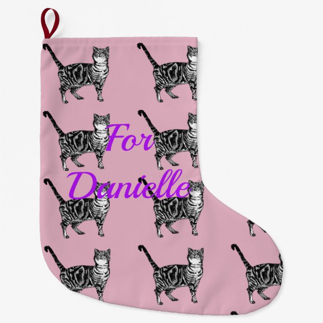 Baby Pink Tabby Cat Cats Christmas Stocking (Front)