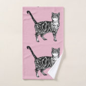 Baby Pink Tabby Cat Cats Girls Art Towel Set (Hand Towel)