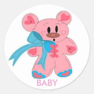 Baby Pink Teddy Bear Classic Round Sticker