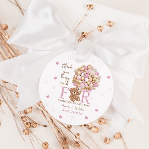 Baby Pink Teddy Bear Girl Shower Thank You Favor Tags