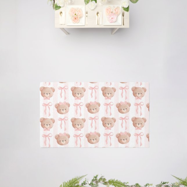 Baby Pink Teddy Bears and Bows  Rug (Insitu (Wedding))