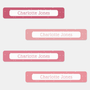 Baby Pink Tones Sparkle Simple Waterproof Kids Labels