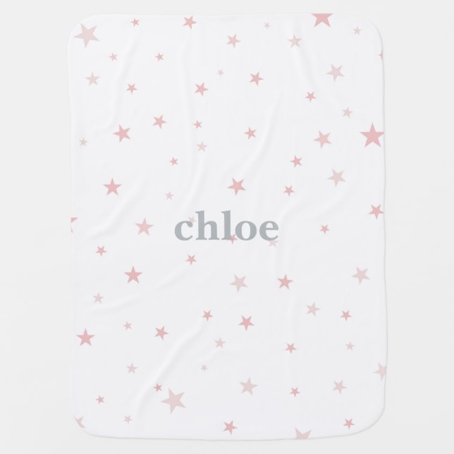 Baby Pink Twinkle Little Star Girl Nursery Receiving Blanket (Front)