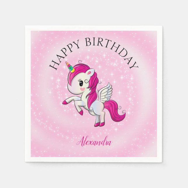 Baby Pink Unicorn Napkins (Front)