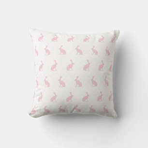 Baby Pink Upright Rabbits & Polka Dots Pattern. Throw Pillow