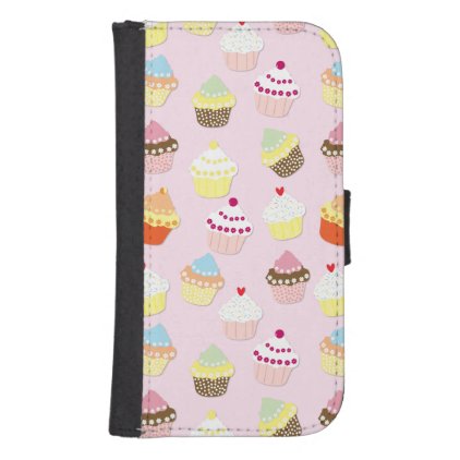Baby Pink Valentines Cup Cakes Wallet Phone Case For Samsung Galaxy S4
