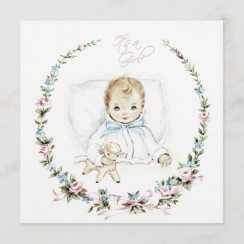 Baby Pink Vintage Baby Girl Shower Invitation by The_Vintage_Boutique at Zazzle