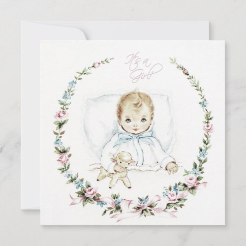 Baby Pink Vintage Baby Girl Shower Invitation
