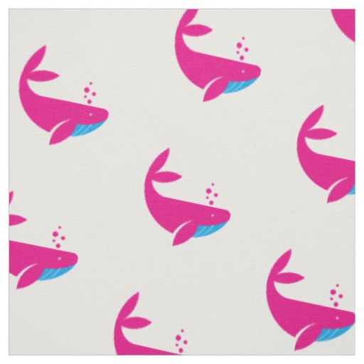 Baby Pink Whale Blowing Bubbles Girls Nautical Fabric