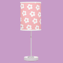 Baby Pink White Cute Daisy Nursery Table Lamp