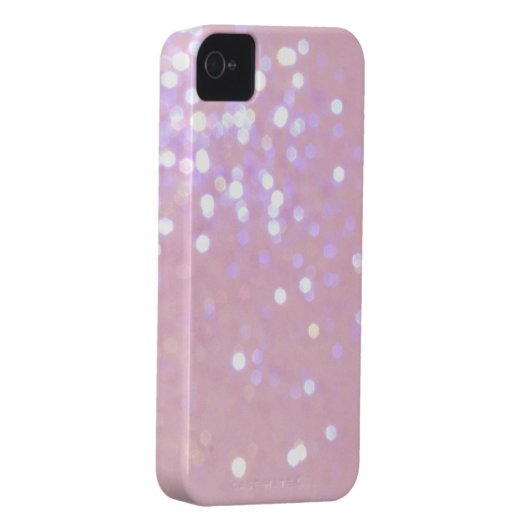 Baby Pink/White Glitter iPhone 4 Cover (Back/Right)