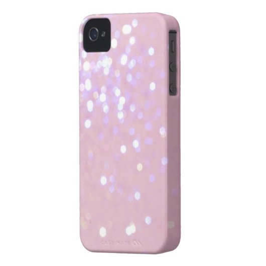 Baby Pink/White Glitter iPhone 4 Cover (Back Left)