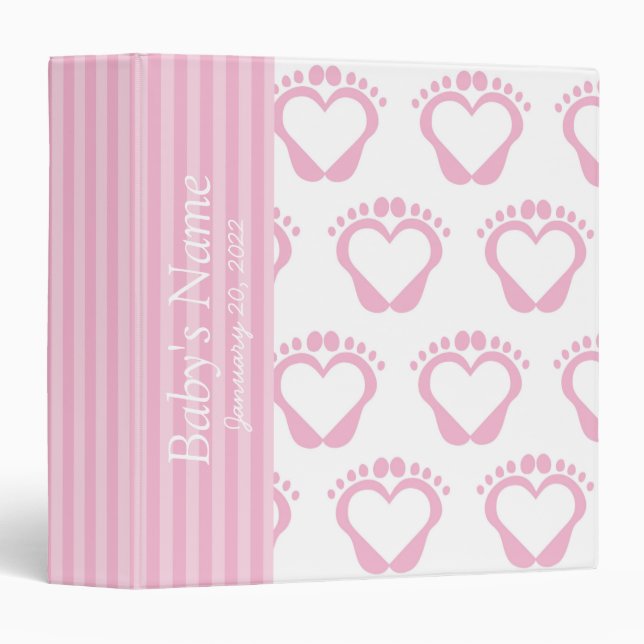 Baby Pink & White Photo Album 3 Ring Binder (Front/Spine)