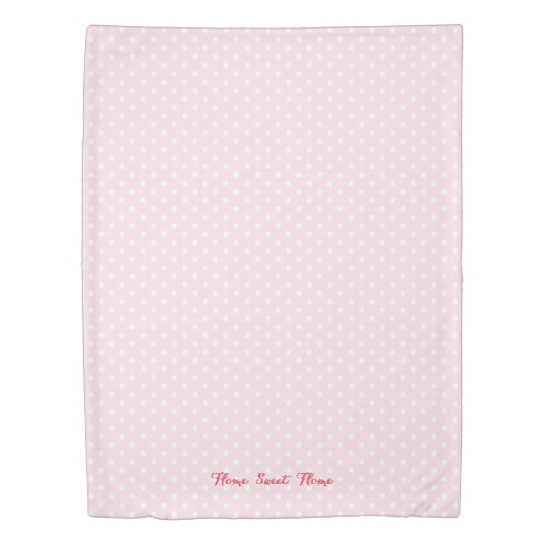 Baby Pink White Polka Dots Pattern Monogrammed Duvet Cover