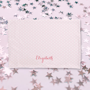 Baby Pink White Polka Dots Pattern Monogrammed Pillow Case