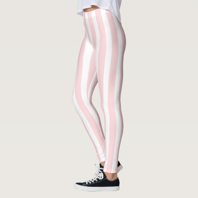 Baby Pink & White Stripe Leggings (Left)